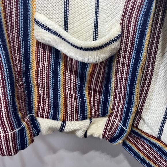 K Mart VTG 80s Sweater Acrylic Pullover Hooded Grunge Hippie Boho Multi Stripe S - Picture 3 of 7